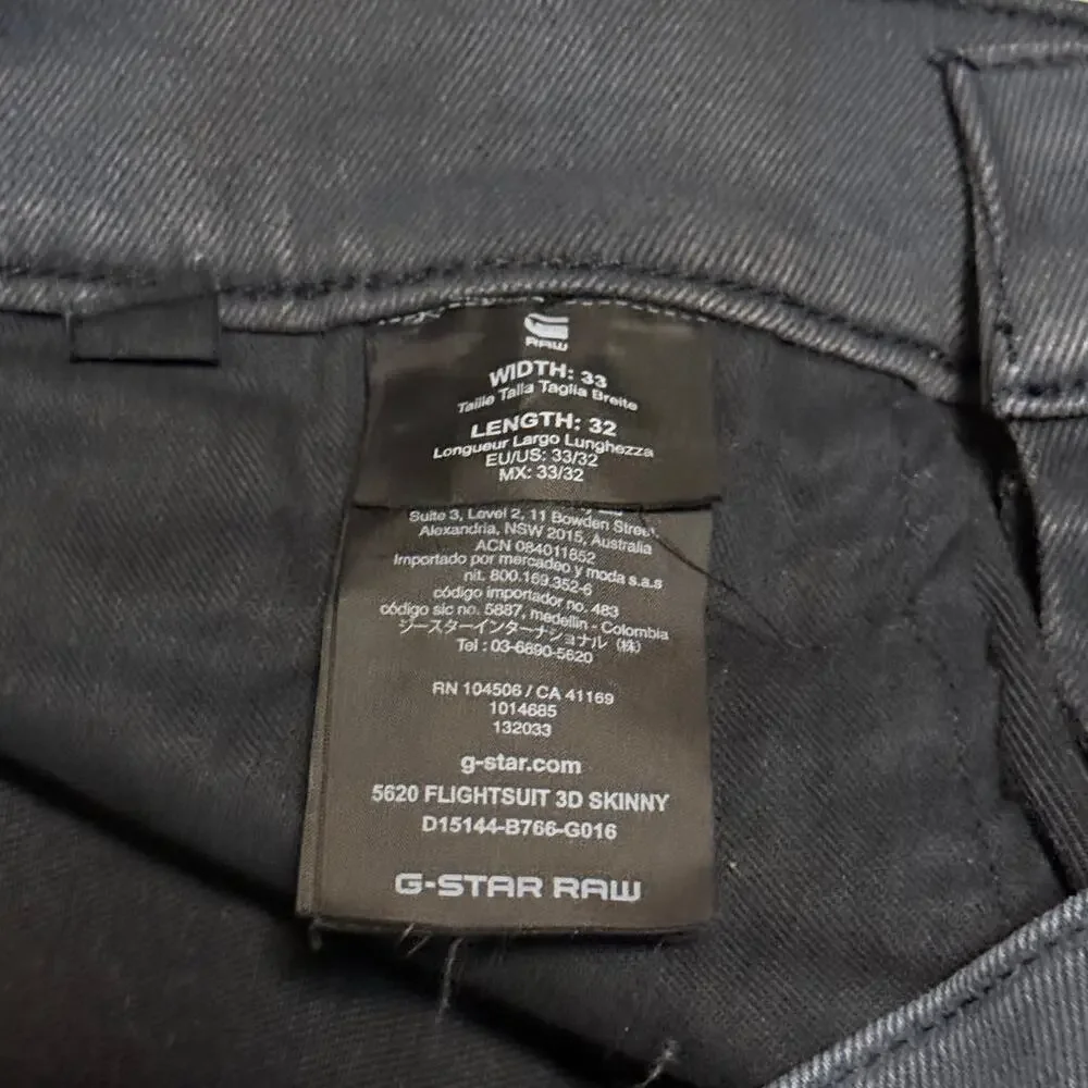 G Star Raw 5620 Flightsuit 3D Skinny Jeans Size 33x32 Streetwear